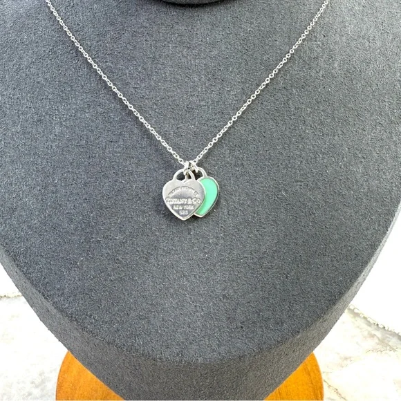 Tiffany & Co. Silver Return to Tiffany Mini Double Heart Tag Pendant Necklace - Picture 2 of 8